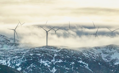 Wind farm in the Norwegian mountains